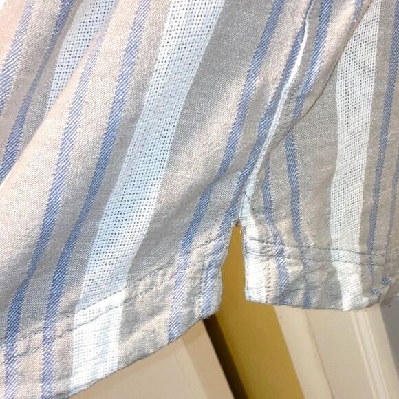 COLUMBIA Linen Coverup Beige Blue White Striped Hemp Cotton Dress Womens XS - Picture 8 of 10